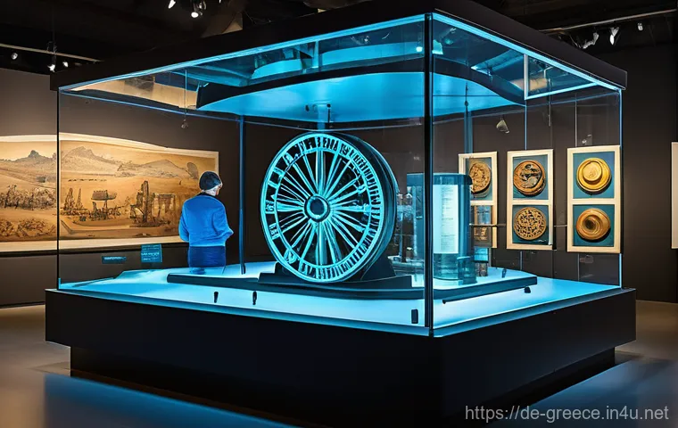 그리스의 인기 있는 박물관 - A breathtaking interior view of a grand museum hall, reminiscent of the Acropolis Museum, bathed in ...