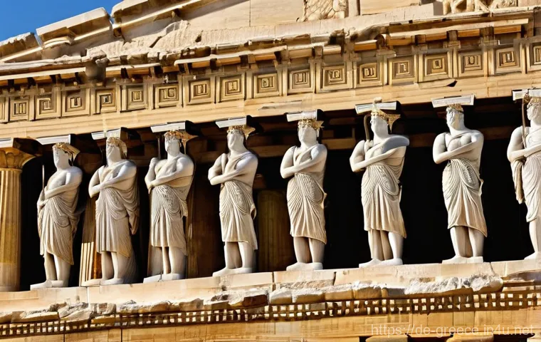 파르테논 신전 역사 - An epic wide shot illustrating the construction of the Parthenon on the Acropolis in ancient Athens,...