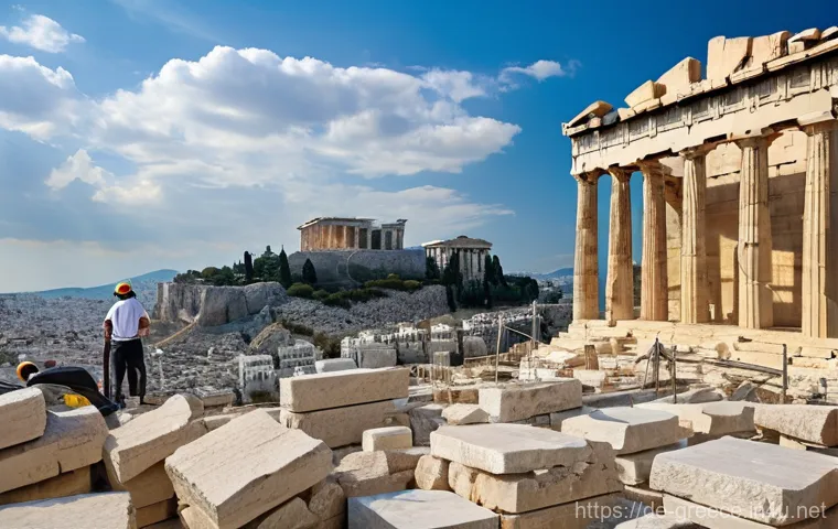 파르테논 신전 역사 - A breathtaking close-up and mid-shot perspective showcasing the Parthenon's architectural brilliance...