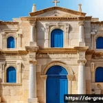그리스에서 가장 오래된 교회 - An ancient Greek church exterior showcasing the unique transition from late antique to Byzantine arc...
